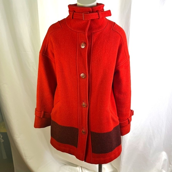 SHARDIK FLEECE RAINMASTER 100% WOOL COAT INUIT RED COAT VINTAGE WOVEN COAT SMALL - Picture 3 of 13